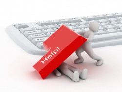 keyboard and two persons on white background